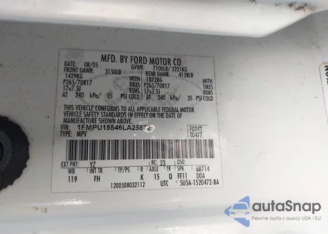 2006 Ford Expedition Xlt/Xlt Sport from USA, damaged, VIN 1FMPU15546LA25872